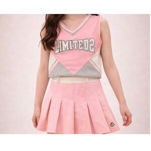 Limited Too Girls Pink Cheerleader Outfit Set Top XXXL Skirt Size 12 Vintage Y2K